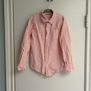Janie and Jack Pink Button Down Shirt Classic Collar Long Sleeves